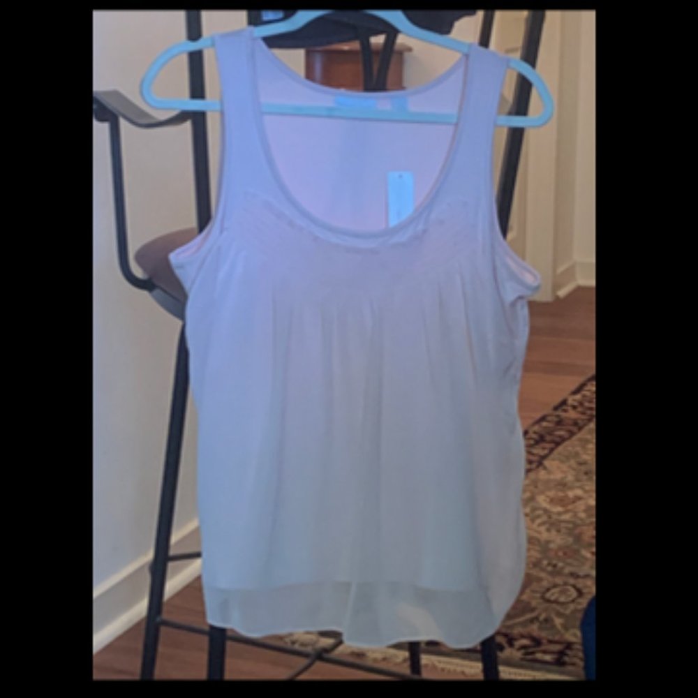 NY & Co Pink Sleeveless Blouse with Smocked Overlay  XL  NWT